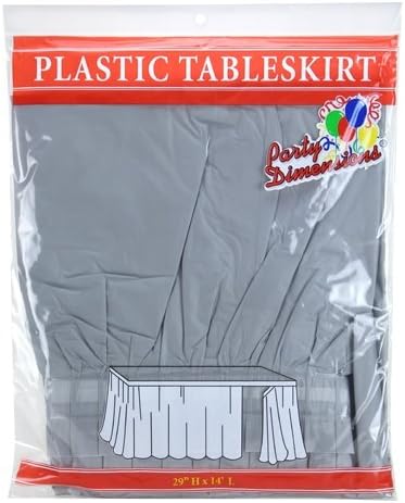Party Dimensions Plastic Table Skirt, 29-Inches by 14-Feet - Silver - 1 Pack